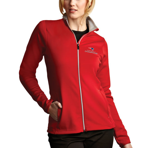 New England Patriots Antigua Women's Super Bowl LI Champions Leader Full-Zip Jacket - Red/Silver